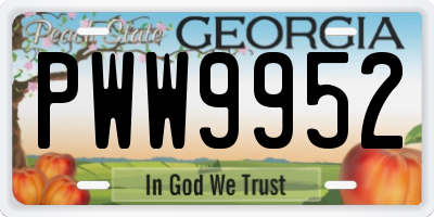 GA license plate PWW9952