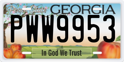 GA license plate PWW9953