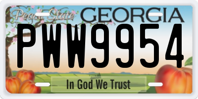 GA license plate PWW9954