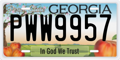 GA license plate PWW9957
