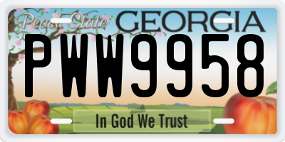 GA license plate PWW9958