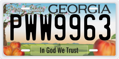GA license plate PWW9963