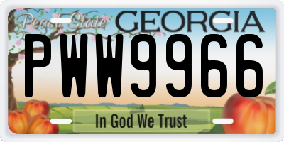 GA license plate PWW9966