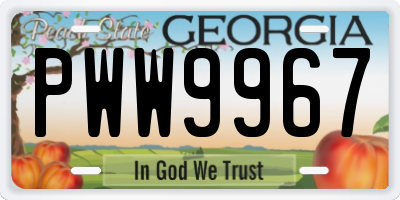 GA license plate PWW9967