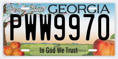 GA license plate PWW9970