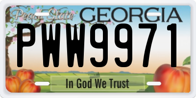 GA license plate PWW9971