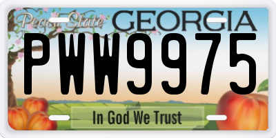 GA license plate PWW9975