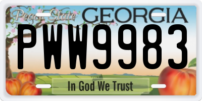 GA license plate PWW9983