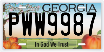 GA license plate PWW9987