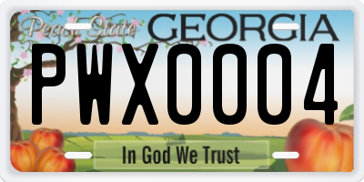 GA license plate PWX0004