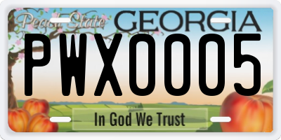 GA license plate PWX0005
