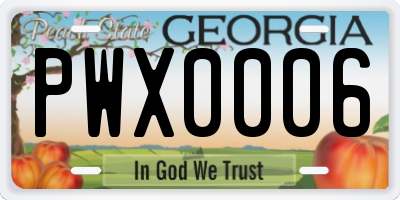GA license plate PWX0006