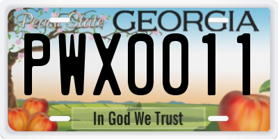 GA license plate PWX0011