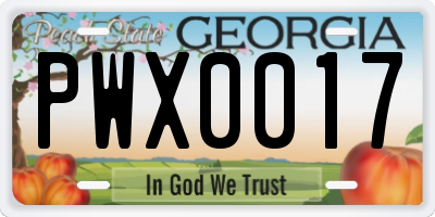 GA license plate PWX0017