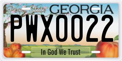 GA license plate PWX0022