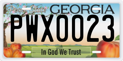 GA license plate PWX0023