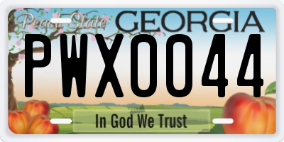 GA license plate PWX0044