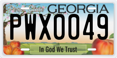 GA license plate PWX0049