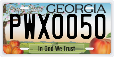 GA license plate PWX0050