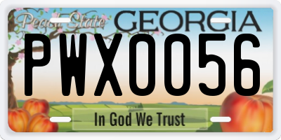 GA license plate PWX0056