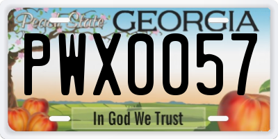 GA license plate PWX0057