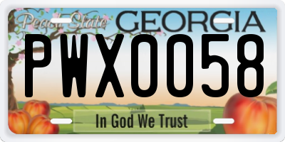 GA license plate PWX0058