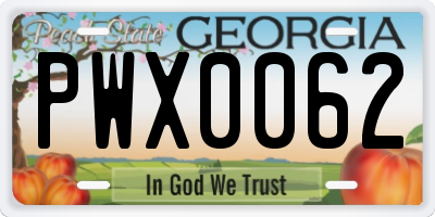 GA license plate PWX0062