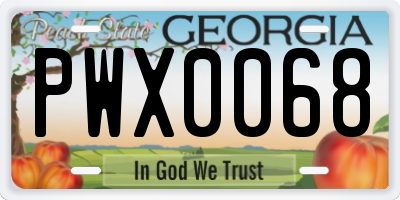 GA license plate PWX0068