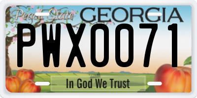 GA license plate PWX0071