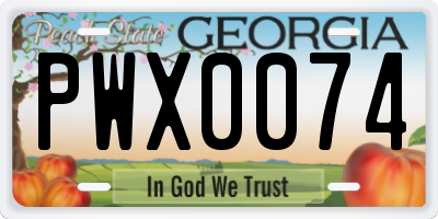 GA license plate PWX0074