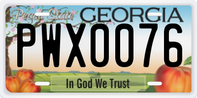 GA license plate PWX0076
