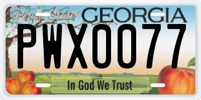 GA license plate PWX0077