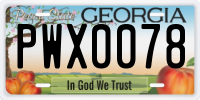 GA license plate PWX0078