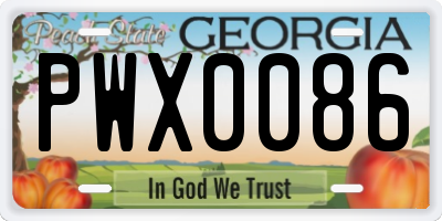 GA license plate PWX0086