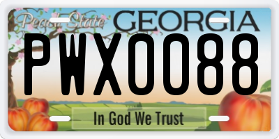 GA license plate PWX0088