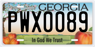 GA license plate PWX0089