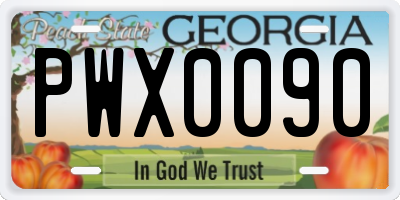 GA license plate PWX0090