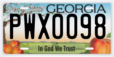 GA license plate PWX0098
