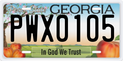 GA license plate PWX0105