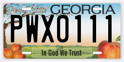GA license plate PWX0111