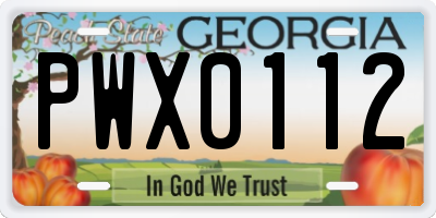 GA license plate PWX0112