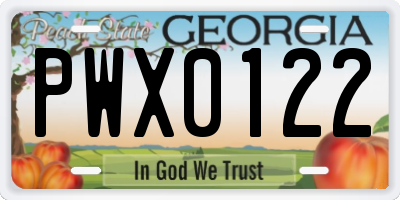 GA license plate PWX0122
