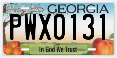 GA license plate PWX0131
