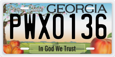 GA license plate PWX0136