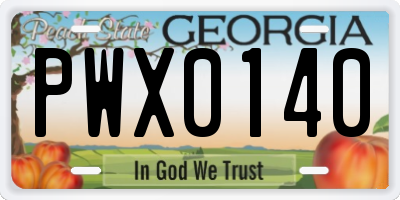GA license plate PWX0140