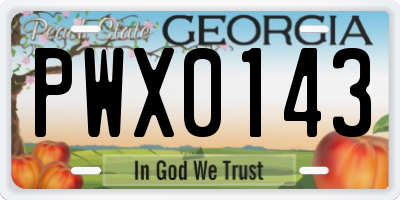 GA license plate PWX0143