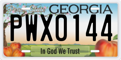 GA license plate PWX0144