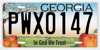 GA license plate PWX0147