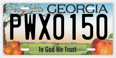 GA license plate PWX0150