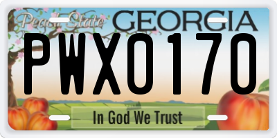 GA license plate PWX0170